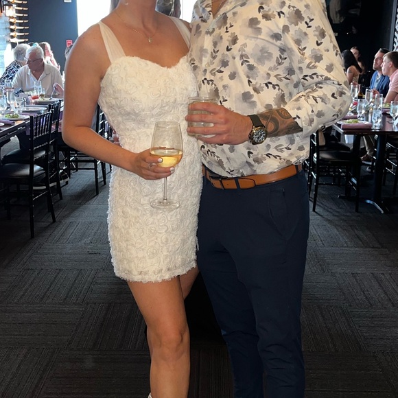 LULU’S Delicate Wonder White 3D Floral Tie-Back Sleeveless Mini Dress - Picture 3 of 3